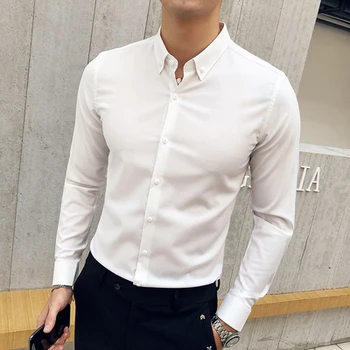2020 m. rudenį naujų Britų verslo ilgomis rankovėmis marškinėliai kieto spalvų marškinėliai plaukų stilistas tendencija džentelmenas-tipo vyras balti marškiniai