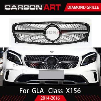 GLA X156 Diamond grotelės Automobilio Priekinės Grotelės Diamond Grotelių už MB GLA klasės X156 Silver Chrome 