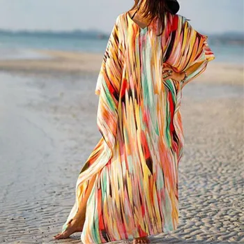 Negabaritinių Šifono Bikini Padengti Iki Paplūdimio Cover-up Moterų Pareo Paplūdimio Tunika Maudymosi Kostiumą, Vasarą Long Beach Suknelė Chalatas De Plage