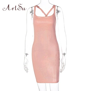Artsu Spindinčiais Blizgučiais Rankovių Seksuali Mini Suknelė Rudens Žiemos Moterų Mados Streetwear Komplektus Klubo Šalis Suknelės 42100