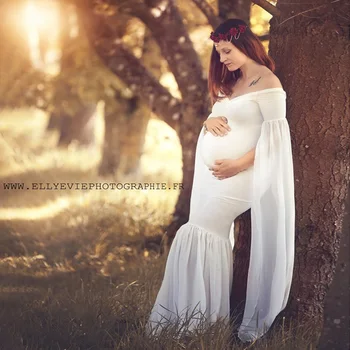 Šifono Motinystės Suknelė Mados Motinystės Suknelės Nuotrauką Šaudyti Ilgomis Rankovėmis Suknelė Šalies Drabužių Fotosesiją Nėštumo Suknelės