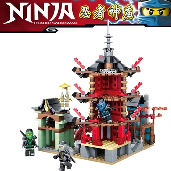 Ninja Šventykla Valtis Dragon blokuoti dėlionės pamatas Nustato Švietimo Žaislai Vaikams Suderinama Ninjagoes Filmą