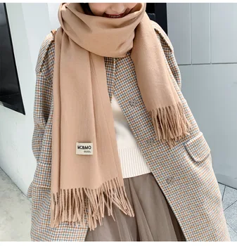 Žiemos 2019New WomanScarf Imitavo Kašmyras,korėjiečių Ilgai stiliaus šilta skara pure-color lady šalikas antklodė Kašmyro šalikas-kaip šalikas
