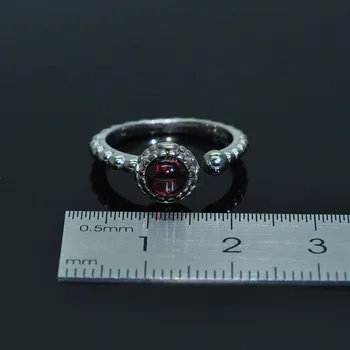 MH Natūralus raudonasis granatas Turas 5.0 mm akmuo Retro kolonėlė žiedas 925 Sterlingas Sidabro Fine Jewelry šalis gimtadienio moterų Dovana