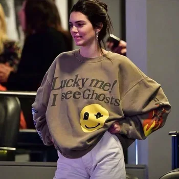 Kendall Jenner Drabužius Palaidinukė Matau, Vaiduokliai, Hip-Hop Megztiniai Megztinis Kardashian Streetwaear Moterų Grafiti Liepsna Hoodies