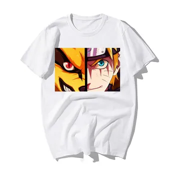Juokinga Japonų Anime Marškinėliai Naruto Kurama Veido Spausdinti Marškinėlius Vyrų Vasaros Aukštos Kokybės Medvilnės, Trumpomis Rankovėmis T-Shirt Vyrai Viršūnes Tees