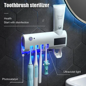 Smart UV dantų šepetėlį Sterilizer Saulės Energijos Elektrinių dantų šepetėlį Dezinfekcinių Valymo Sieninis laikiklis Dantų pastos Dozatorius Turėtojas