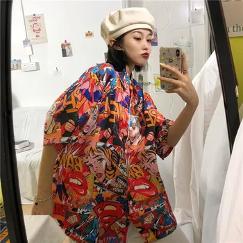 NiceMix Harajuku palaidinė moterims marškinėliai floros spausdinti clothesplus dydis viršūnes 2020 metų vasaros top derliaus korėjos mados drabužiai