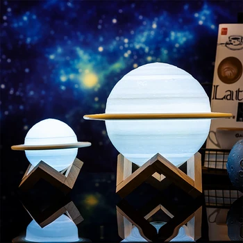 3D Spausdinimo Saturnas Lempa Namų Puošybai Miegamojo Naktį LED Lemputė Su Nuotolinio valdymo pultelis Vaikų Kalėdų Dovana Naktį Lempa