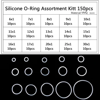 Silikono sandarinimo žiedas Tvirtos Baltos spalvos Tarpinės Keitimą CS 1mm OT 6mm-30mm 15 Dydžių Greitai Sankabomis, PCP 