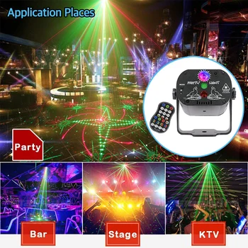 60 Modeliai LED Disco Šviesos Kalėdų Lazerinis Projektorius Šalies Šviesos USB Įkrovimo RGB Scenos Šviesos Namuose DJ Helovinas Rodyti