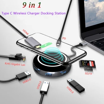 C tipo Hub USB C Keitiklis Su Belaidžio tinklo Kroviklis USB Docking Station su HDMI 3 USB.0x3 HDMI, Rj45 Sd Tf Kortelės Lizdas, skirtas MacBook