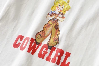 Moterų Cowgirl Spausdinti Pasėlių Tee Trumpas Rankovės Pasėlių T-shirt