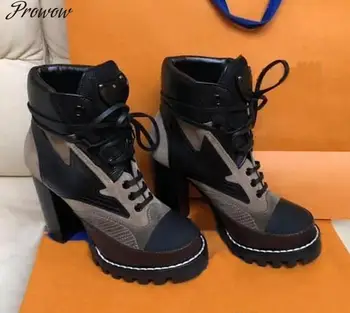 Naujas natūralios Odos Platformos moteris batai Dykuma Batai Aukšto kulno batai Nėrinių aukšti kulniukai Žieminiai Batai