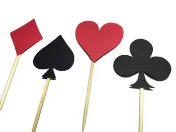 20cps Kazino Tematikos Cupcake Rėžtuvės Raudona Balta ir Juoda Las Vegas Pokerio Kostiumai Bachelorette su Gimtadieniu Kazino šalis