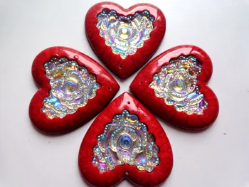 2017 Naujas mados stilius raudona siūti Dervos cirkonio širdies formos 35mm flatback 2 skyles perlas akmuo kristalas 20pcs/maišelis