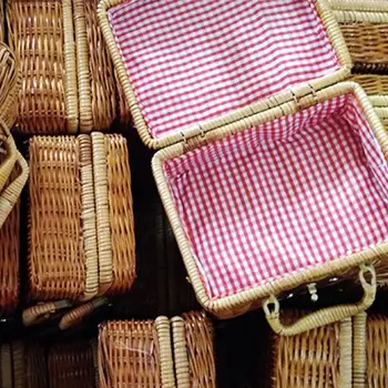 Rankų darbo Kelionės Iškylą Bambuko Mini Rotango Lagaminą Austi Vaisių Maisto dėžutę