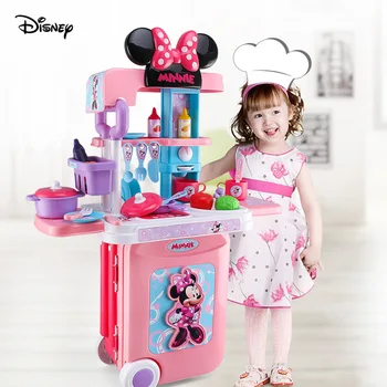 Originalus Disney Vaikų, Lagaminų, Žaislų, Berniukų Ir Mergaičių, maisto gaminimas, Virtuvės Reikmenys, Šeimos Vežimėlio Lagaminą Rinkinį DS918A