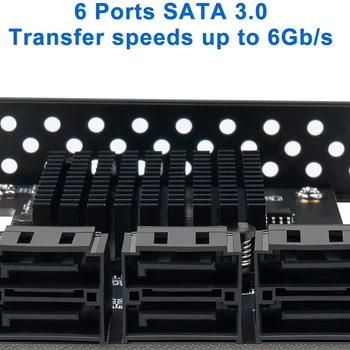 6 Port SATA III PCIe Card, PCIe SATA III Valdytojas Kortelė 6GB/S Vidinis Adapteris Keitiklis PCI SATA 3.0 Išplėtimo Plokštę