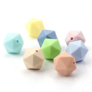 100VNT Icosahedron Maisto kokybės Silikono Kramtyti Granules, kaip 14mm Kūdikių Slaugos Kramtyti Karoliai Teether Žindukas Bpa Free