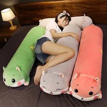 1pc 80cm 120cm 100cm žiurkėno pliušas pagalvės ilgai formos lova miegoti žaislas pagalvėlė mielas pūkuotas žiurkėno minkštas žaislas pagalvėlės, namų dekoro