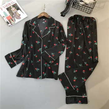 Lisacmvpnel Pavasario Spausdinimo Modelis Moterų Pajama Nustatyti Viskozė Sleepwear Ilgomis Rankovėmis Kelnės Du Popieriaus Kostiumas