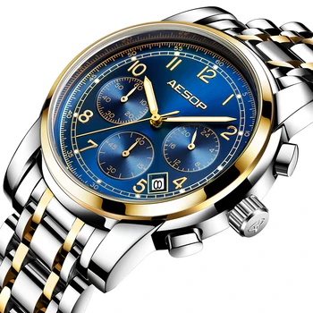 EZOPO Mados Blue dial Vyrai Žiūrėti Kvarcinis Laikrodis Nerūdijančio Plieno Juosta Vyrų Riešo Laikrodis atsparus Vandeniui Relogio Masculino Hodinky