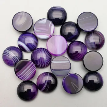 Mados 24Pcs gamtos violetinės dryžuotos onikso akmens karoliukai žavesio 16mm apvalus cabochon papuošalai mados Žiedas aksesuarai ne skylė