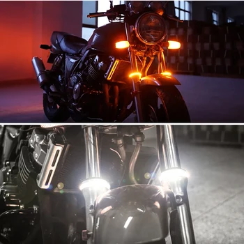 GTinthebox 2VNT Universali Vandeniui Dual-spalvos Gintaro & White LED Posūkio Signalo & DRL Šakutės Juostelės Šviesos Motociklai Motociklas