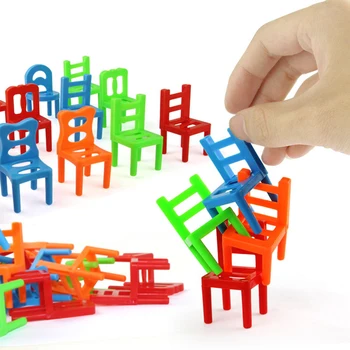 18pcs Mini Kėdės Pusiausvyrą Žaislas, Plastiko Surinkimas Krovimas Kėdės Vaikams mokomieji Šeimos Žaidimas Balansavimo Mokymo Žaislai