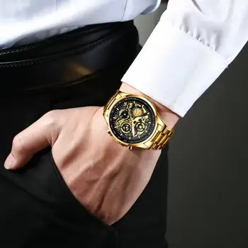 NIBOSI VIP Vyrai Laikrodžiai Prabangos Prekės ženklo Mados Aukso Skeletas Kvarco Žiūrėti Vyrų Sporto Laikrodis atsparus Vandeniui Laikrodis Vyras