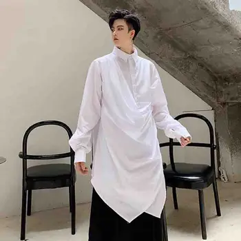 Rudenį naujas tamsiai Yamamoto avant garde dizaino asmenybės sutampa apmušalas kišenė kirpykla slim ilgomis rankovėmis marškinėliai vyras