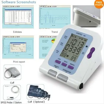 Skaitmeninis Kraujo Spaudimo Monitorius, USB programinės įrangos Sphygmmanometer CONTEC08C Suaugusiųjų manžetai+Spo2 Zondas