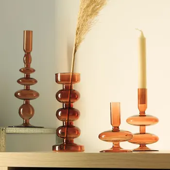 Retro meno stilius ins rudo stiklo žvakių laikiklis stalinis namų puošybai nakvynė ir pusryčiai vaza apdaila