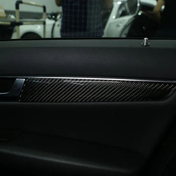 4Pcs/Set Automobilių Vidinės Durų apdailos Lipdukas Vidaus Apdailos lipdukai 3K Anglies Pluošto Anti-scratch dekoracija Mercedes-Benz W204 07-14