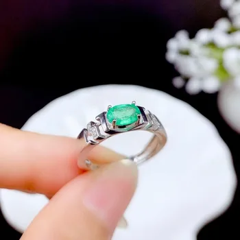1 karatų smaragdas žiedas nauja 925 Sterlingas Sidabro Natūralus Akmuo brangakmeniai brangakmenio brangiausia dovana, įskaitant pažymėjimas