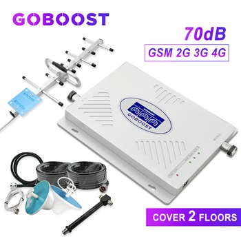 GOBOOST gsm kartotuvas 4g cellular stiprintuvo 2g 3g 4g mobiliojo ryšio stiprintuvas 3g 850 1900 vnt 1700 stiprintuvo 4G LTE 2600 padengti 2 aukštų 4g