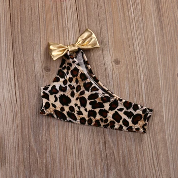 0-8Y Vasaros 3pcs Bikini Rinkiniai Vaikams Baby Girl Leopardas Spausdinti Lankas Bikini Nustatyti, maudymosi Kostiumėliai, maudymosi kostiumėlį, Maudymosi Kostiumą
