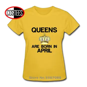 Queens Yra Gimę balandžio T marškinėliai Moterims Žavesio Mergaitė, Mama Mama, Dovana Motinos Dienos Gimtadienio marškinėlius femme Papuošalai, Karūna W/Brangakmenių T-shirt