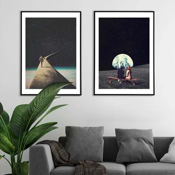 Derliaus Sovietų Kosmoso Plakatai ir Spausdina Naktį Dangus, Visata, Žemė Galaxy 