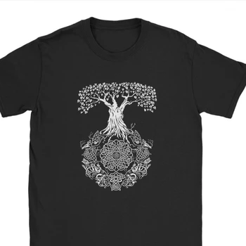Gyvybės medis Vikingai T-Shirt Vyrai Valhalla Sūnus Odin Topai Marškinėliai Odin Viking Medvilnės Juokinga 3D Spausdinimo Harajuku Tee Marškinėliai