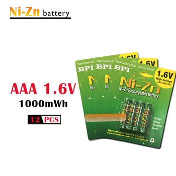 12 Vnt./daug 1.6 v aaa 1000mWh įkrovimo baterija (akumuliatorius nizn Ni-Zn AAA 1,5 v įkrovimo baterija (akumuliatorius Galingas, nei Ni-MH Ni-Cd baterijos