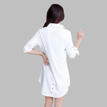 Baltos Apykaklės Marškinėliai Moterims Chemise Blanche Femme Negabaritinių Ilgomis Rankovėmis Palaidinė Atsitiktinis 2020 M. Rudenį Korėjos Mygtuką Iki Viršūnės Blusas