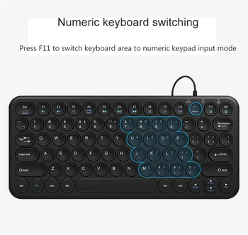 KuWFi Mini Laidines Silent Keyboard Apvalus Mygtukas Ergonomika Žaidimų Klaviatūra, skirta 
