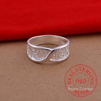 925 Sterlingas Sidabro Papuošalai Derliaus tuščiaviduriai Modelio Poros Vestuvių Sidabro Žiedai, Moterų ir Vyrų Mados Anel De Prata Bijoux