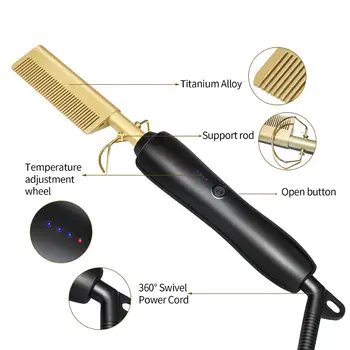 Karšto Šildymo Šukos Plaukų Ištiesinimo Priemonės Teptuku Elektros Akmenslydis Lygintuvai Ekologiškas Titano Lydinio Professional Hair Curler