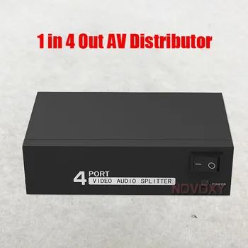 Nemokamas Pristatymas AV Splitter DVD HDTV RCA Video Splitter Dėžutė 1 iki 4 iš 3 RCA, Skirstytuvas 1 4 RCA Audio Video AV Adapteris