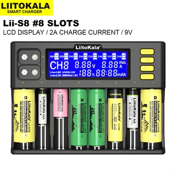 Originali LiitoKala Lii-S8 Baterijų Kroviklis Li-ion, 3,7 V NiMH 1.2 V Li-FePO4 3.2 V IMR 3.8 V 18650 26650 21700 26700 AA AAA