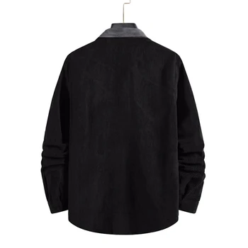 Nauja Rudens/žiemos Šiltas Kokybės Velvetas ilgas rankovėmis mygtuką antkaklis smart casual marškinėliai vyrams patogus