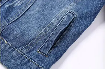 Didelio dydžio apvalios kaklo džinsinio striukė mielas lady blue bombonešis striukė trumpas džinsinis švarkas ilgomis rankovėmis atsitiktinis moterų striukė 2019 naujas